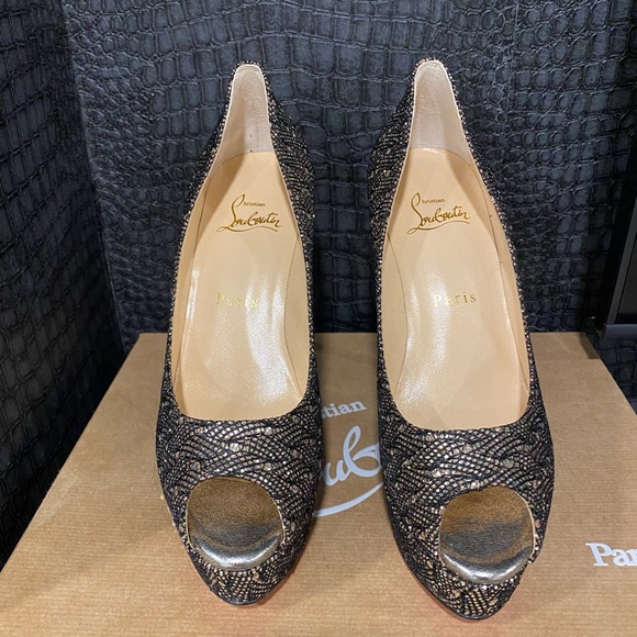 Black/Silver Fetish Peep 130 Glitter Peep toe Pump - Picture 3 of 6